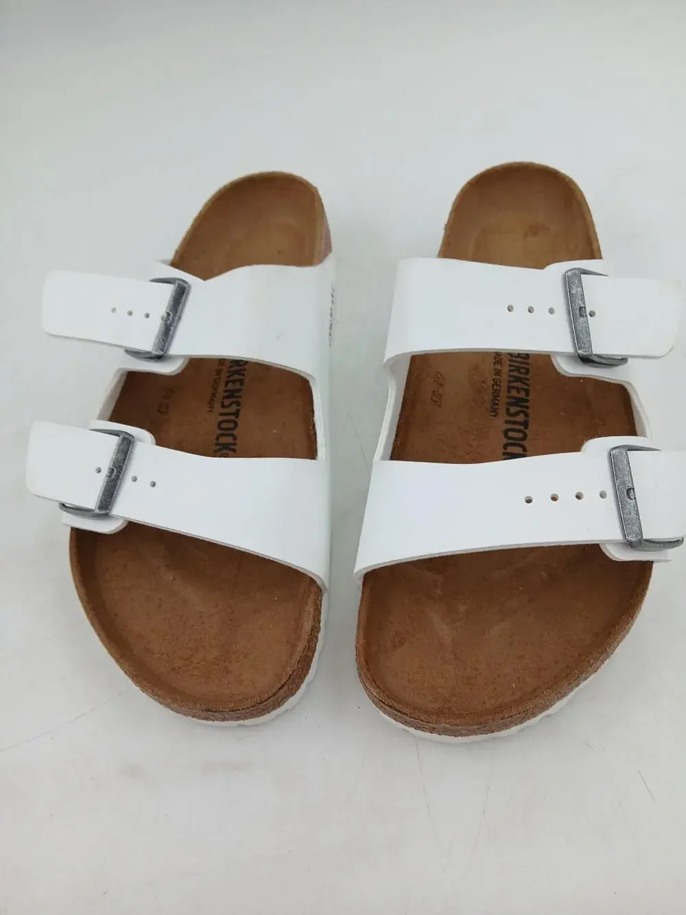 Birkenstock Arizona Shoes Mens Size 9 White Slide Sandals Arch Support Germany